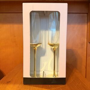 Gold Champagne Flutes - Set of 2 Rachel Zoe Hexagon